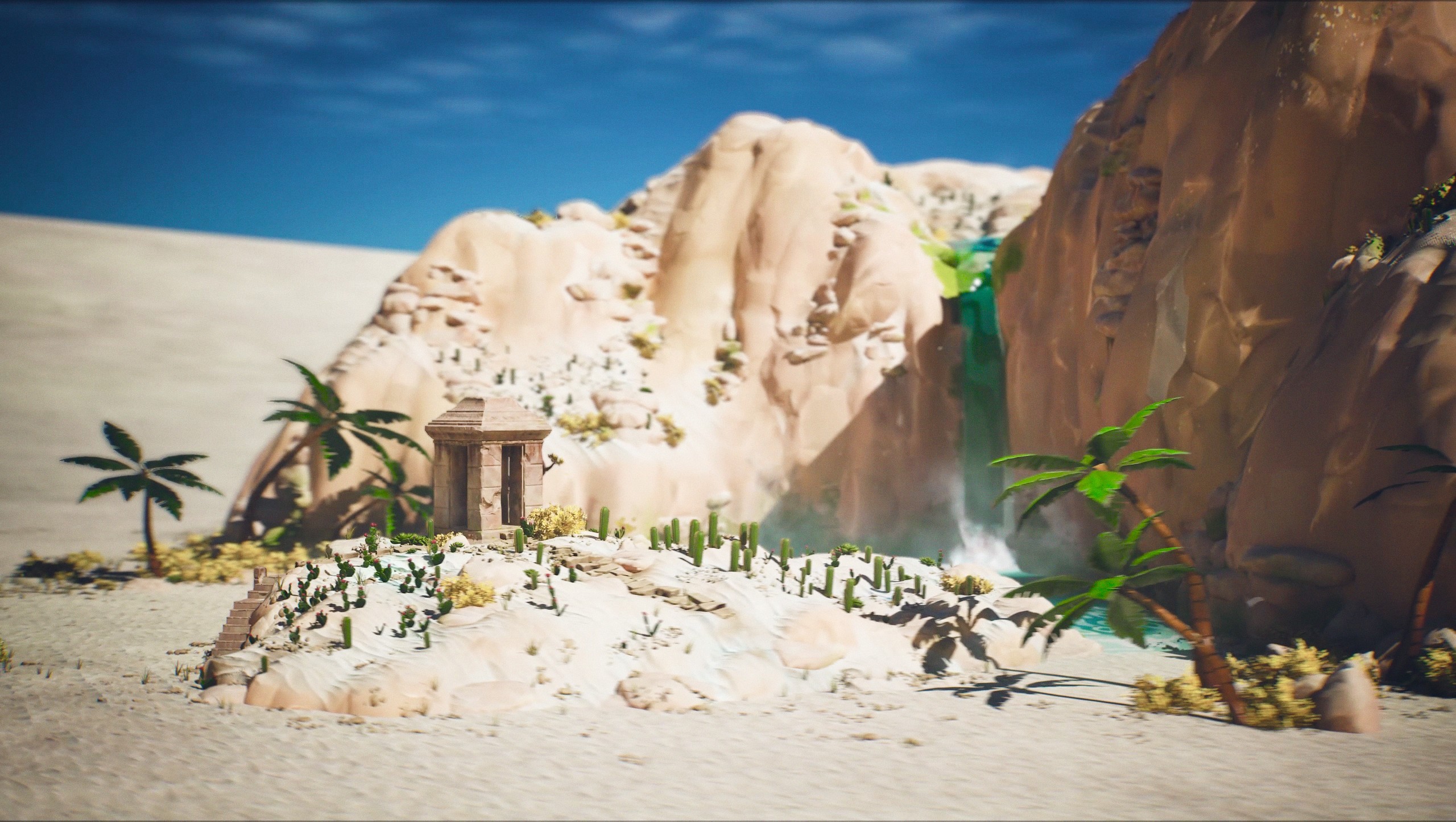 Oasis stylized materials render
